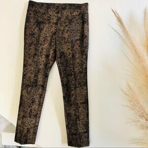 INSIGHT NORDSTROM Gold Black Printed Mid High Straight Leg Ponte Pant Legging 2
